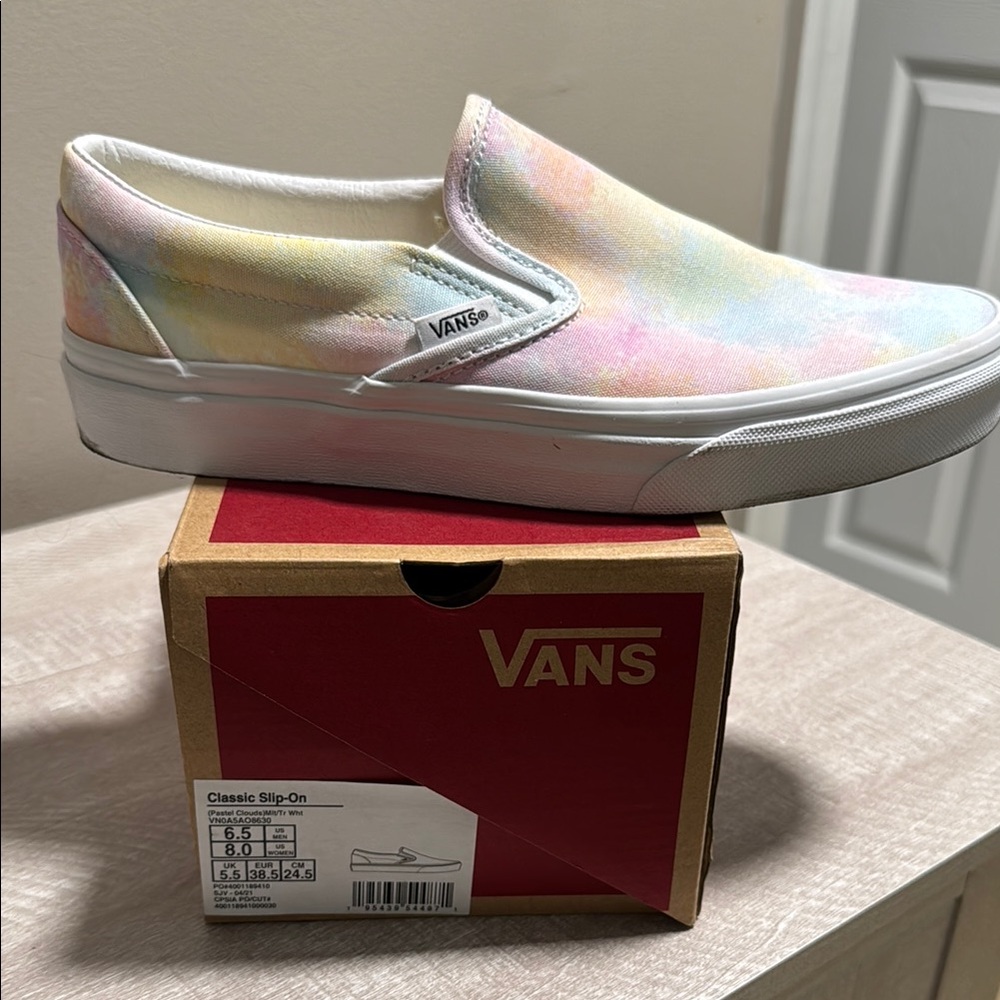 Tie-dye Vans Pink and Yellow Sneakers with Classic Low-Top